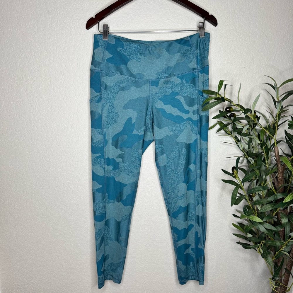 The North Face Women’s XL Teal Blue‎ Camo High Rise Pocket Leggings Active